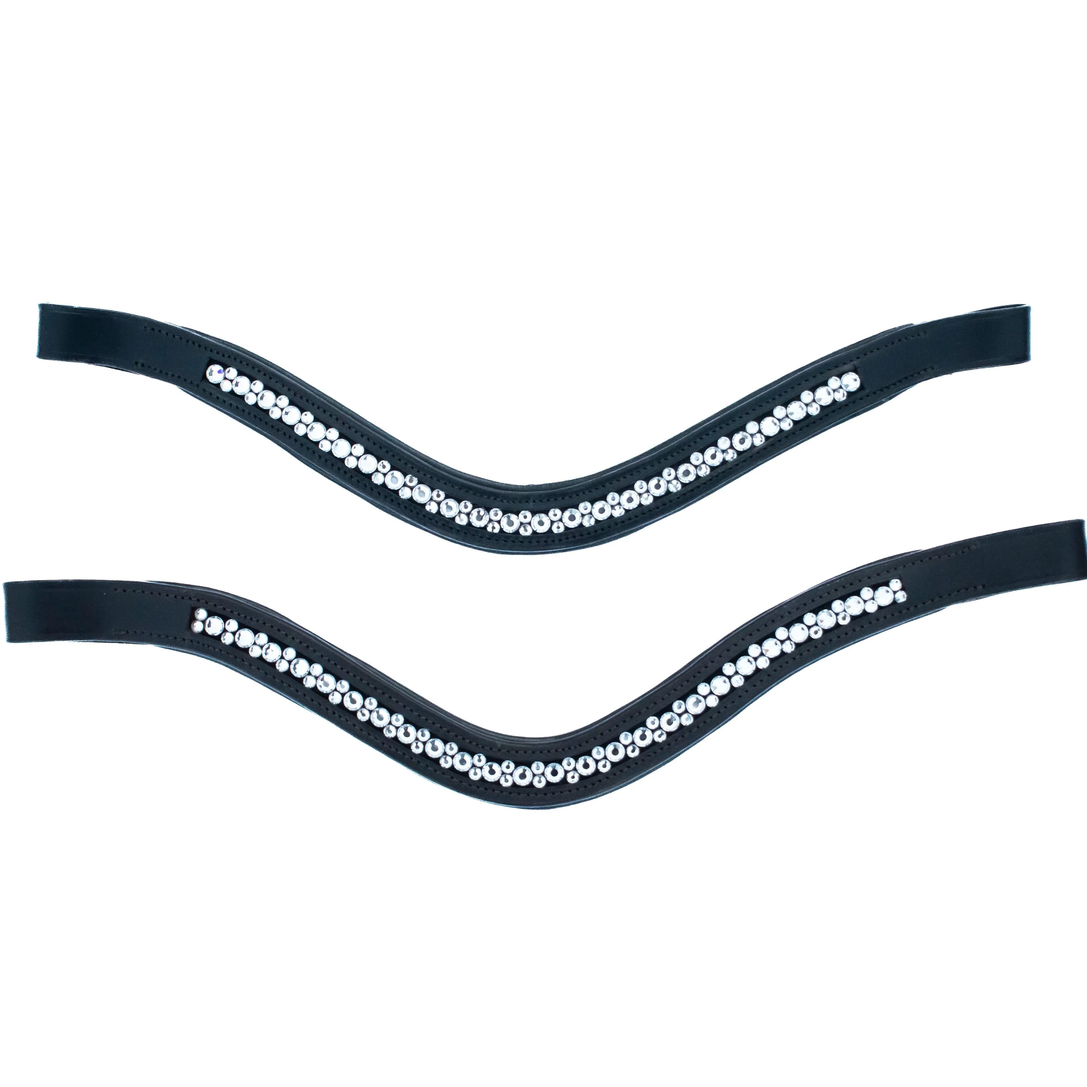 Browband - Padded Leather with Channel Set Crystals Black or Dark Brown