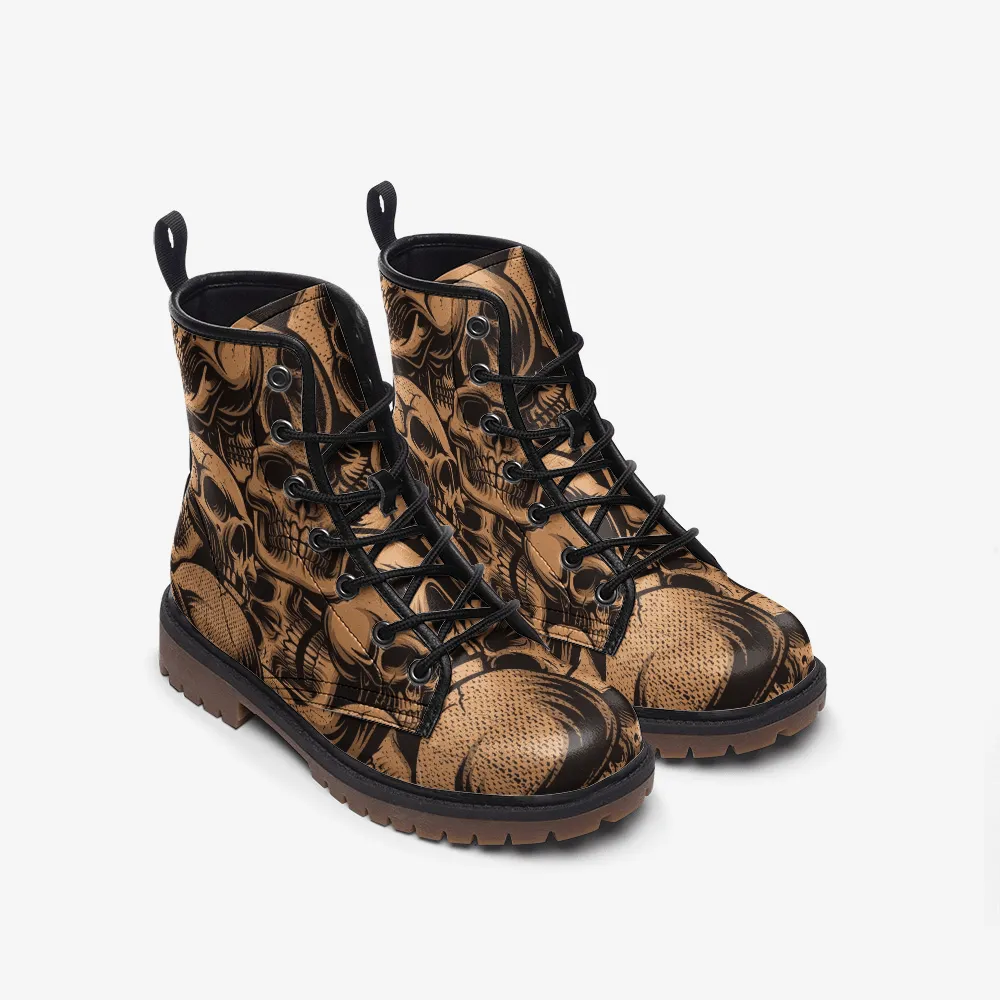 Brown skull Casual Leather Lightweight boots MT