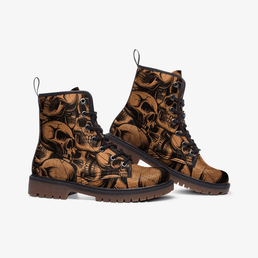 Brown skull Casual Leather Lightweight boots MT