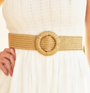 Camine Circle Buckle Straw Belt