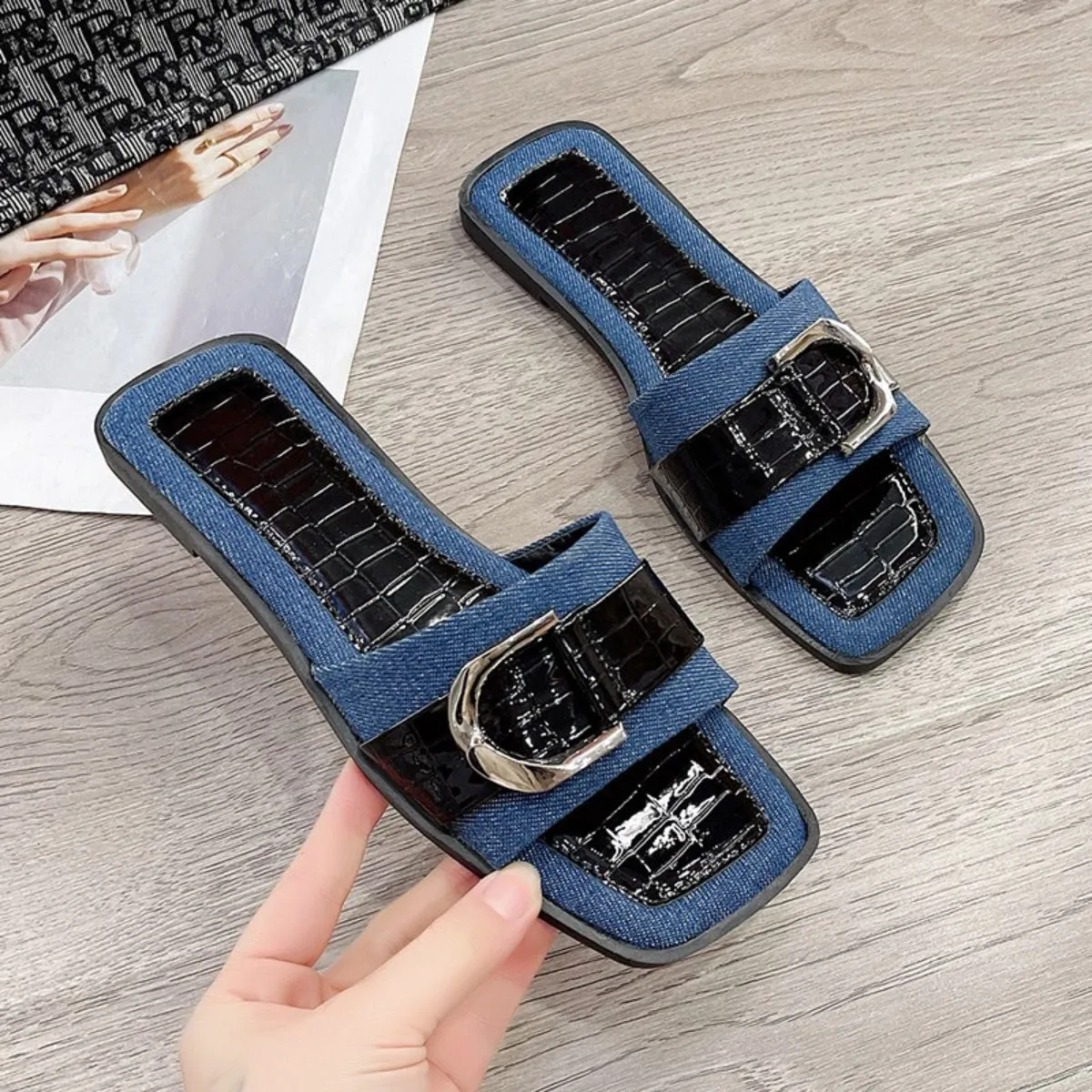 Candice Buckle Trim Open Toe Sandals