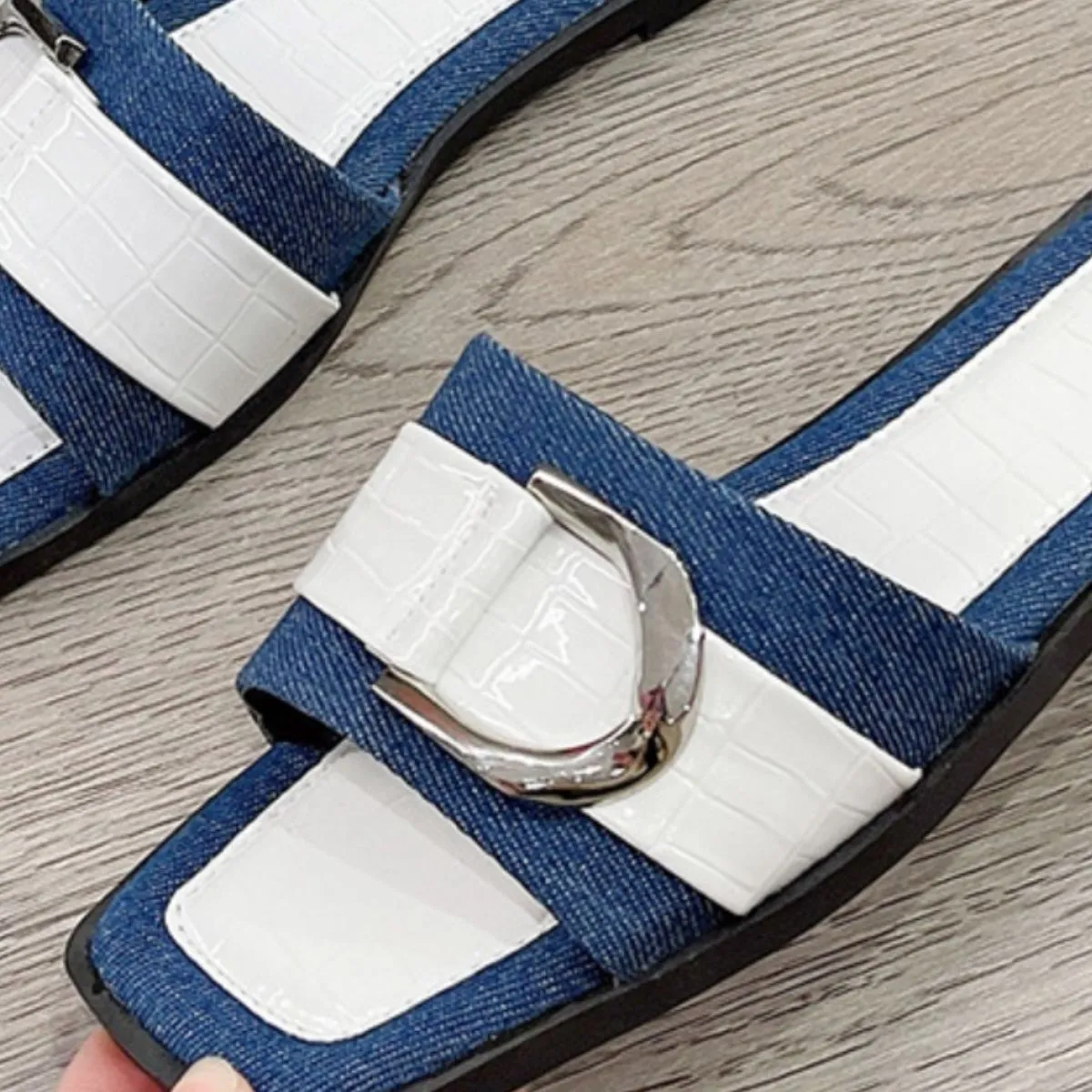 Candice Buckle Trim Open Toe Sandals