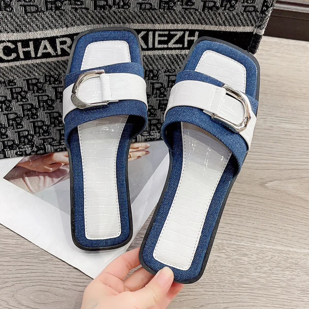 Candice Buckle Trim Open Toe Sandals