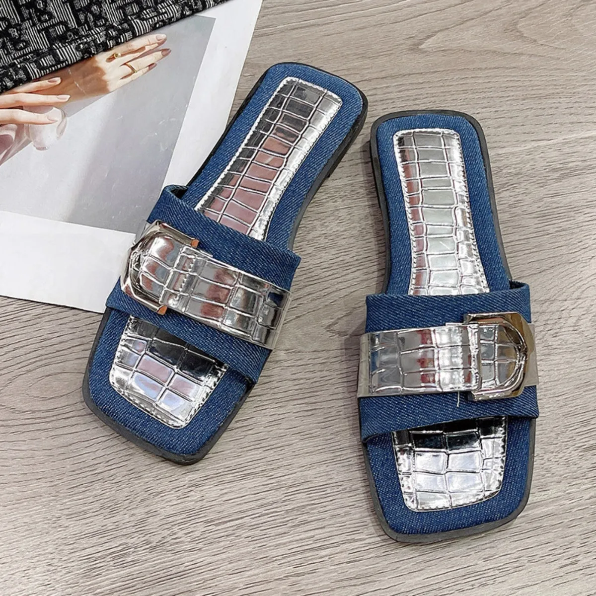 Candice Buckle Trim Open Toe Sandals