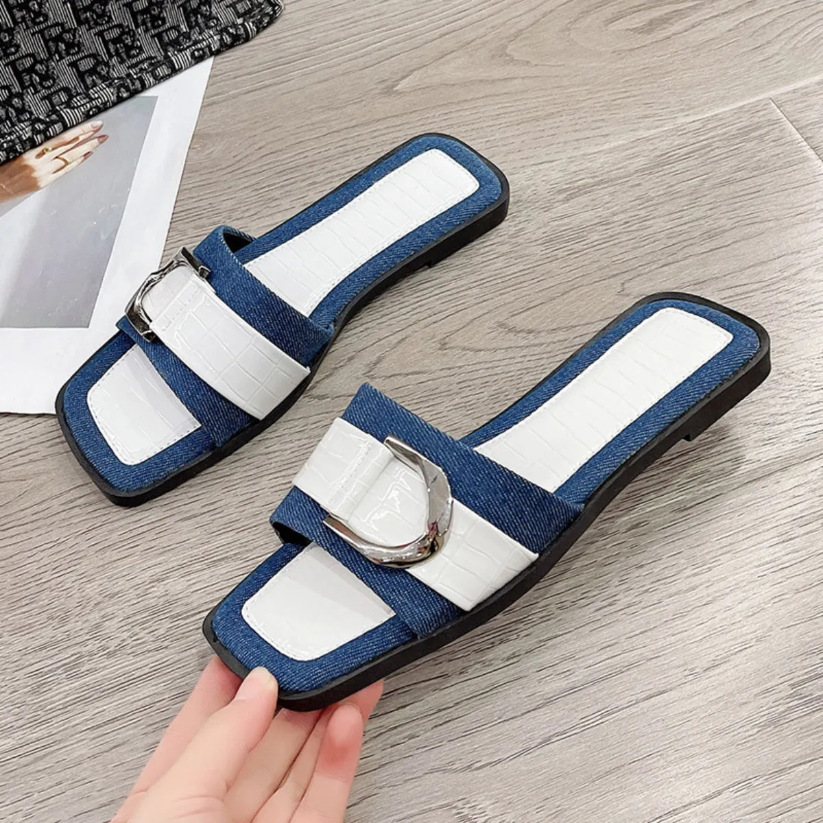 Candice Buckle Trim Open Toe Sandals
