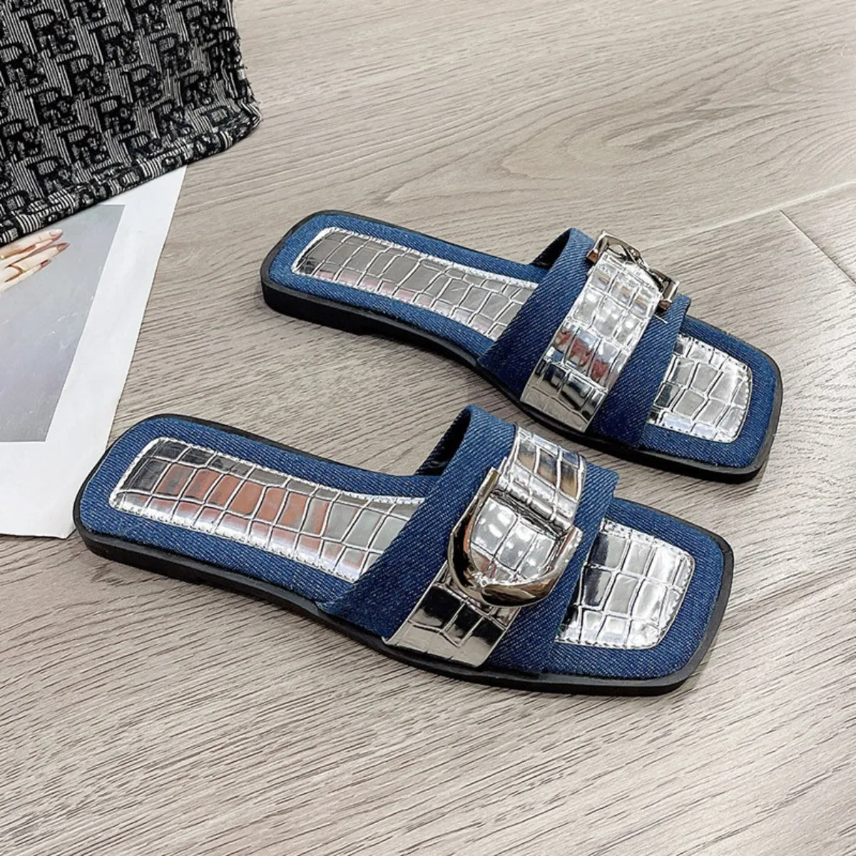 Candice Buckle Trim Open Toe Sandals