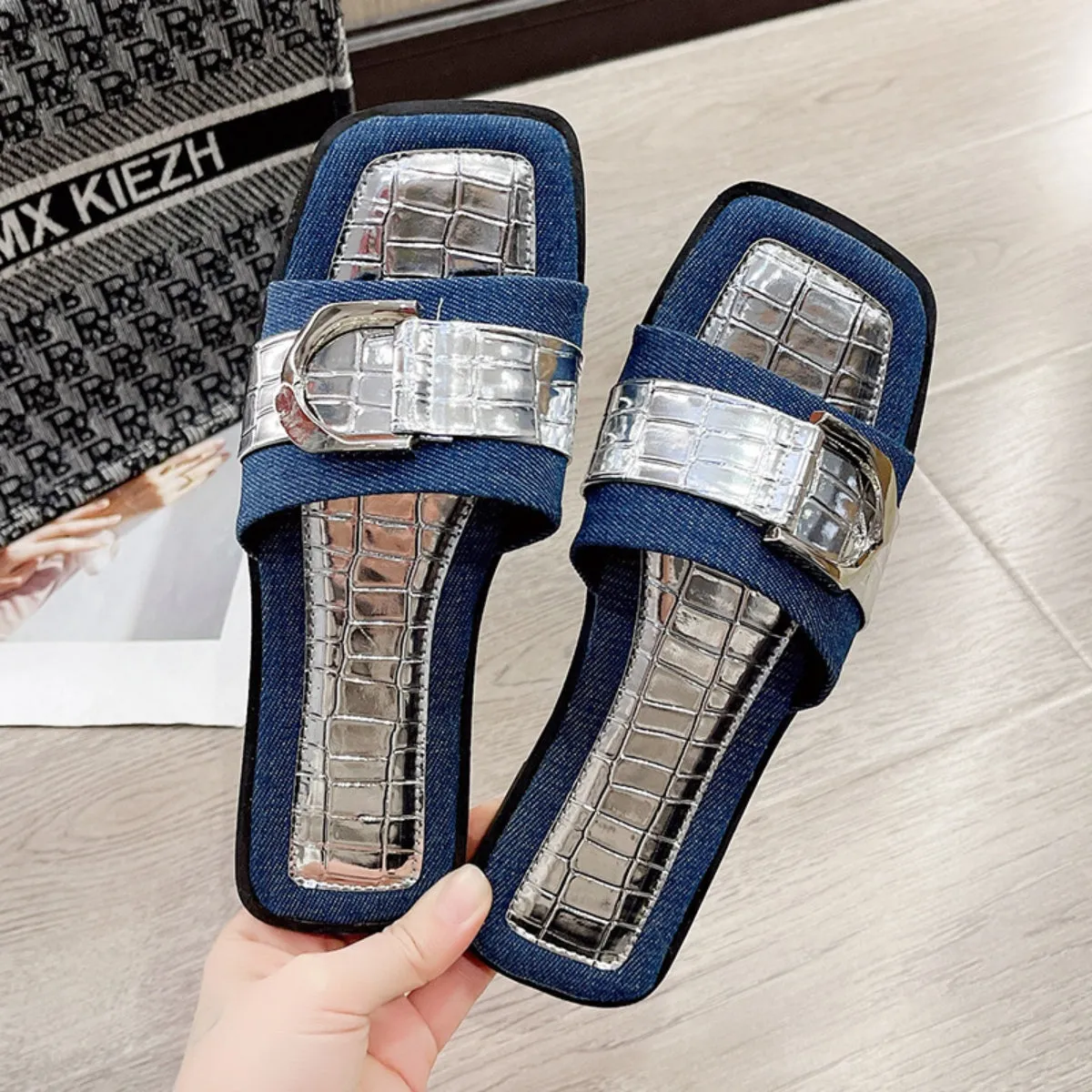 Candice Buckle Trim Open Toe Sandals
