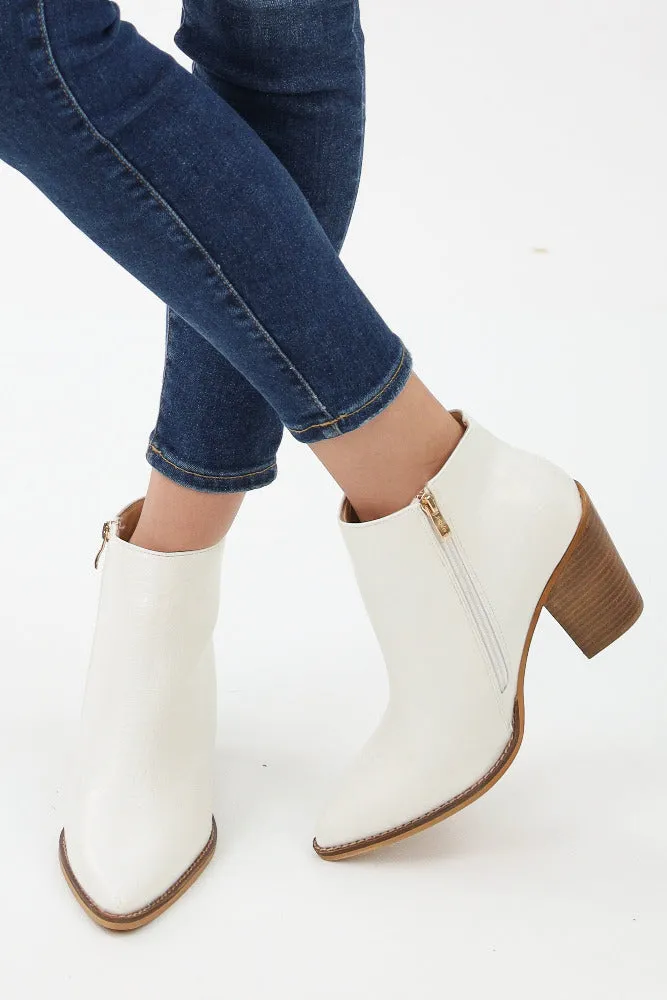 Casual Ankle Booties - White