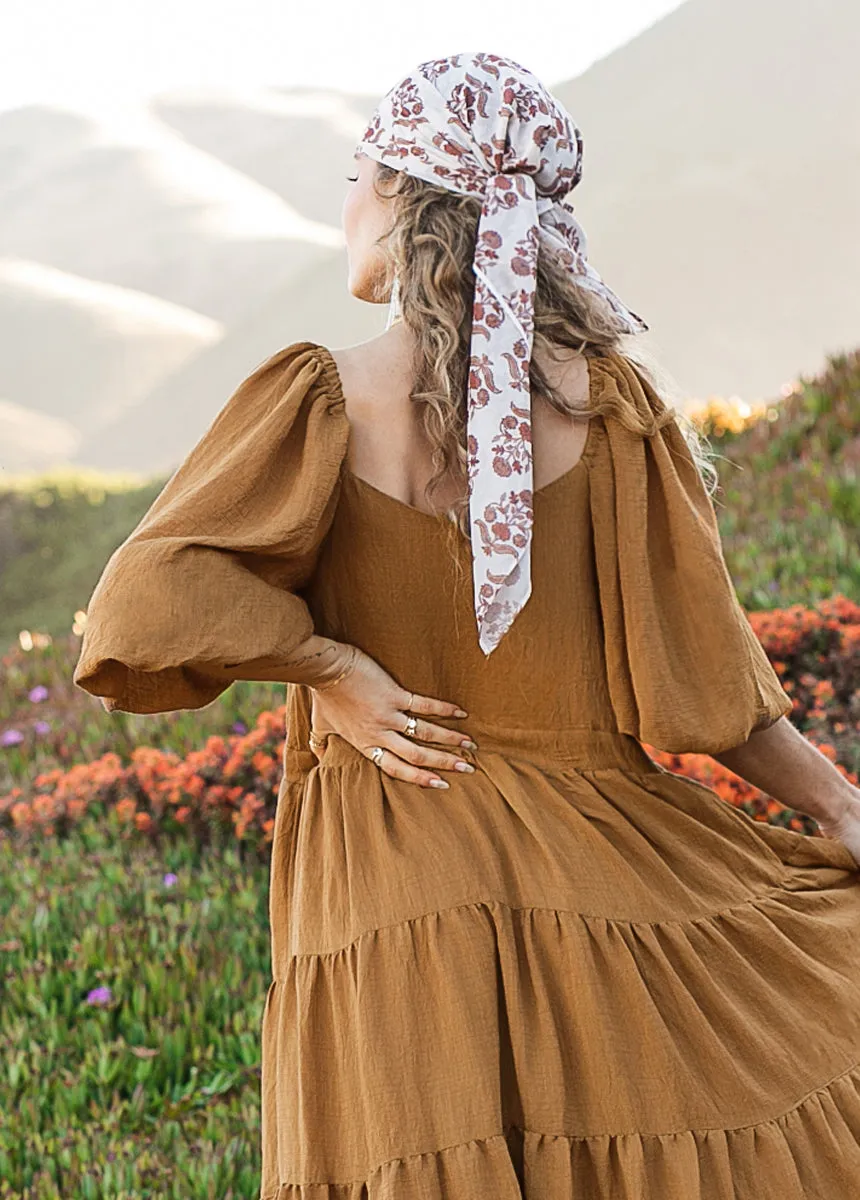 Chels Scarf in Cream Block Print