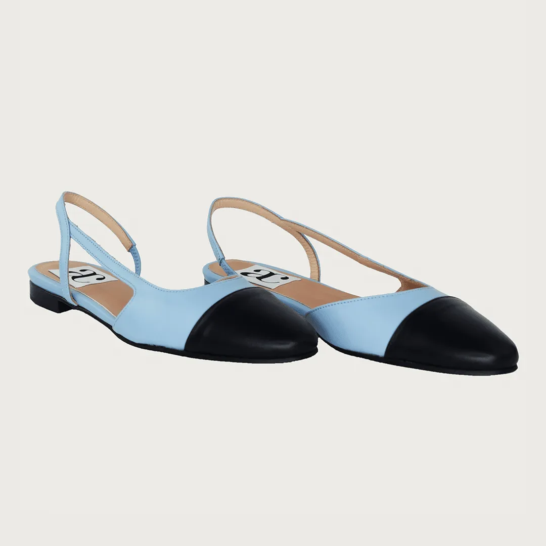 Chloe 10 Slingback Sky Blue-Black Leather