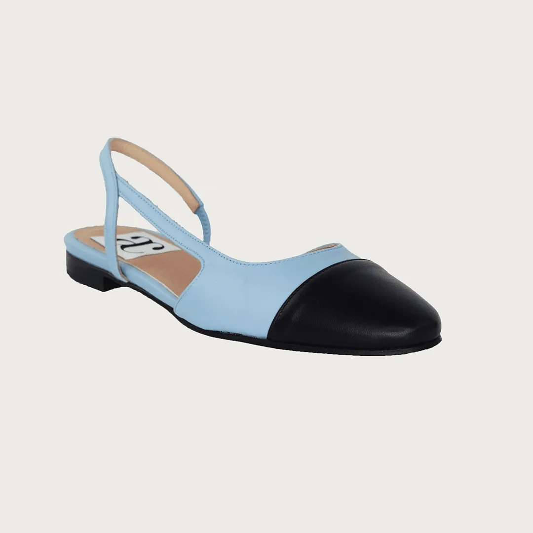 Chloe 10 Slingback Sky Blue-Black Leather
