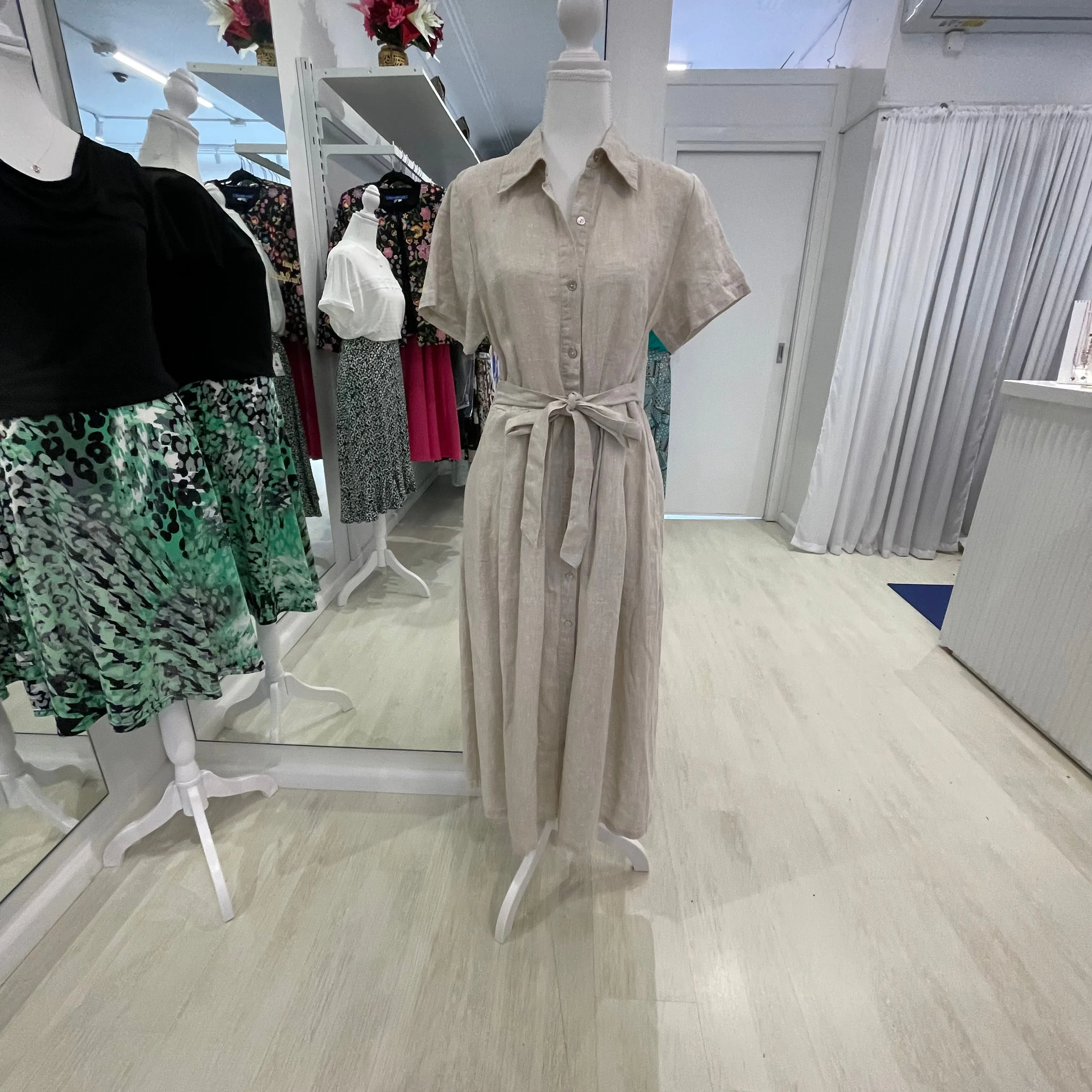 Classic Linen Dress- Pale Blue, Beige or Navy