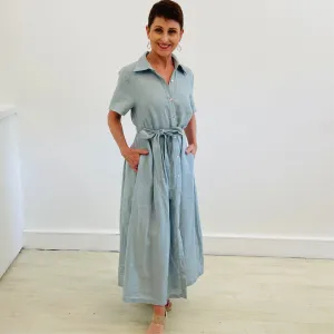 Classic Linen Dress- Pale Blue, Beige or Navy