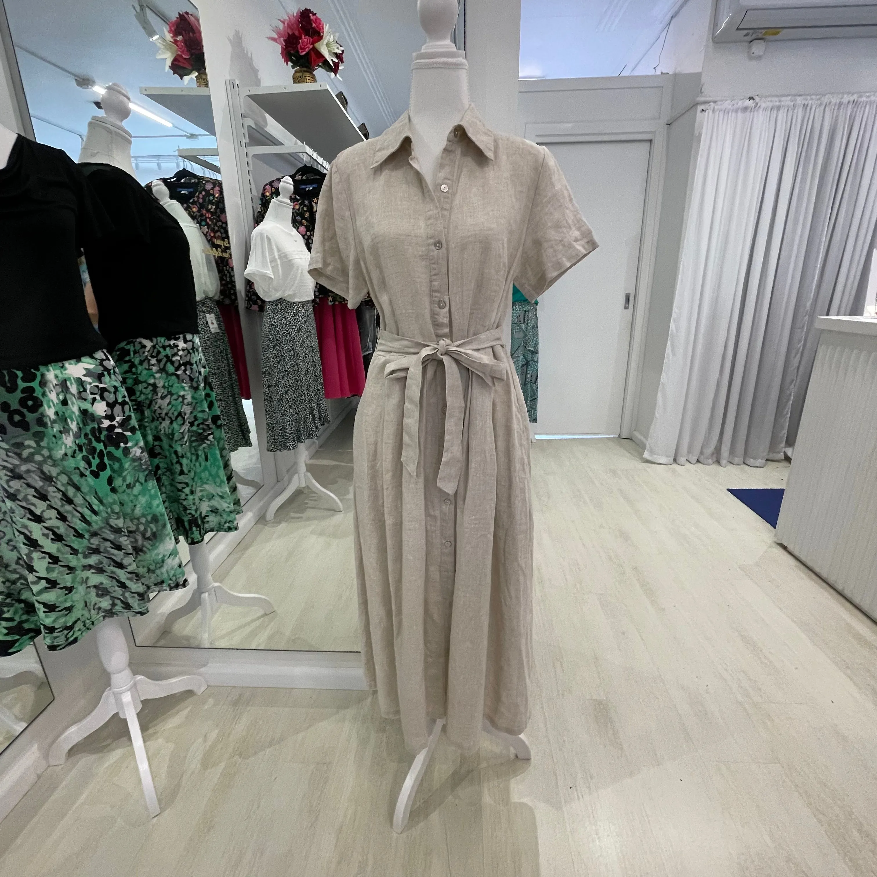 Classic Linen Dress- Pale Blue, Beige or Navy