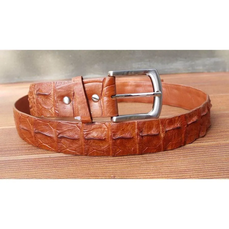 Cognac Crocodile Leather Belt