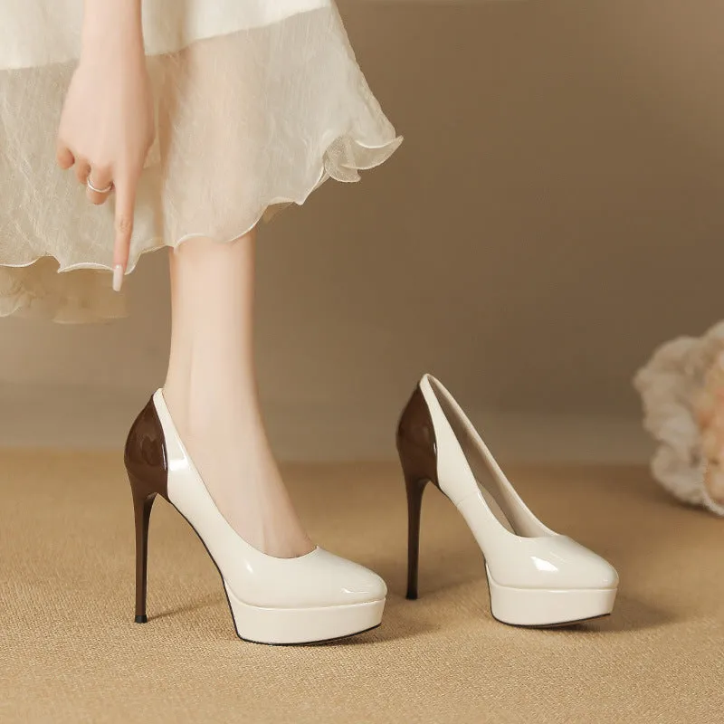Contrast Platform Point Toe Stiletto Pumps