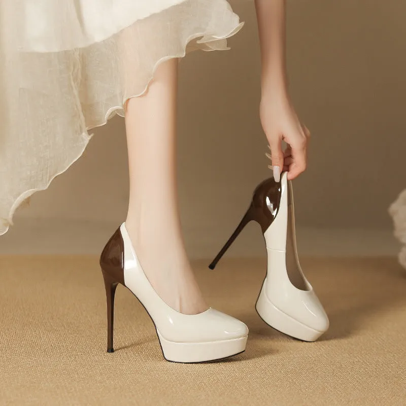 Contrast Platform Point Toe Stiletto Pumps