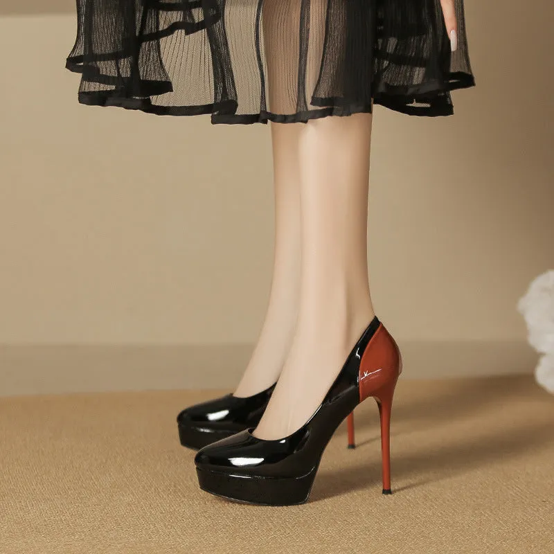Contrast Platform Point Toe Stiletto Pumps