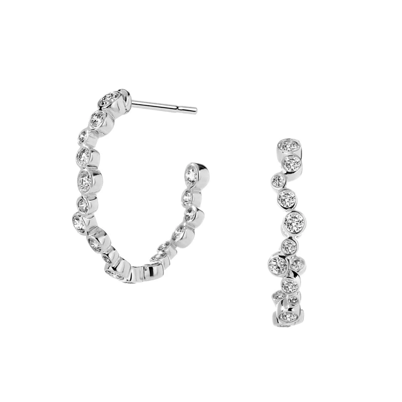 Cosmic 18k White Gold Diamond Cluster Oval Hoops Earrings