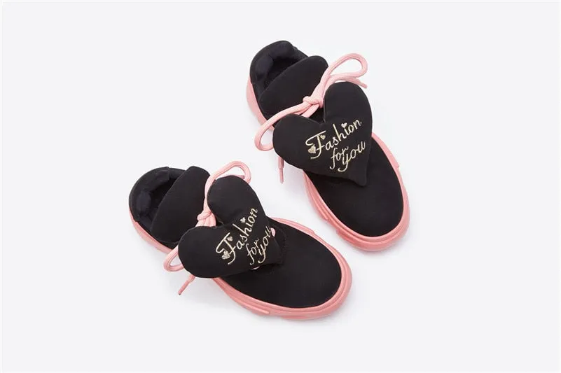 Cute Loving Heart Women Casual Shoe Laces Breathable Sport Sneakers Shoes Woman Platforms Walk Shoes Pink