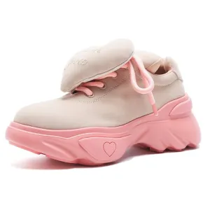 Cute Loving Heart Women Casual Shoe Laces Breathable Sport Sneakers Shoes Woman Platforms Walk Shoes Pink