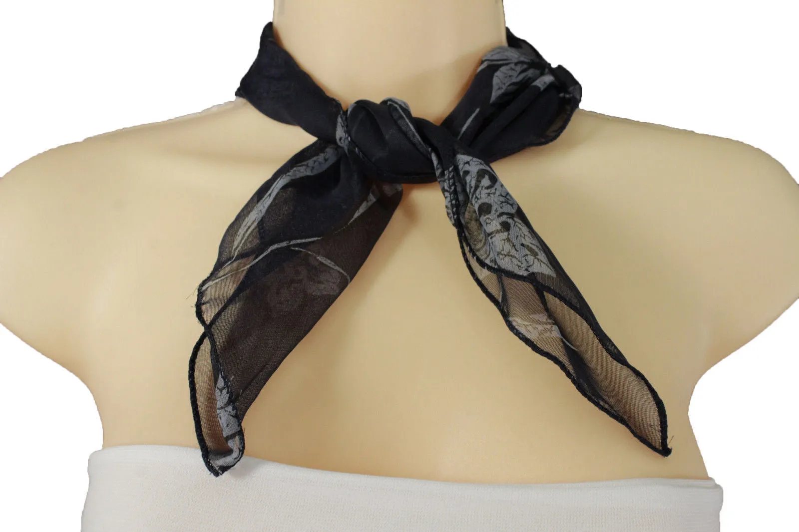 Dark Green Brown Navy Blue Small Neck Soft Scarf Fabric Flower Pocket Square