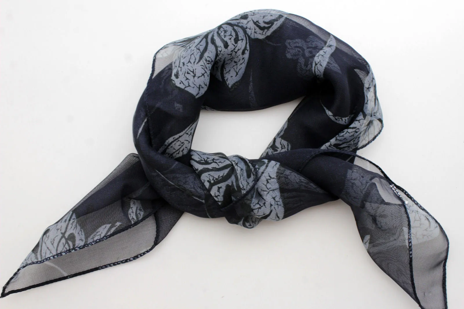 Dark Green Brown Navy Blue Small Neck Soft Scarf Fabric Flower Pocket Square