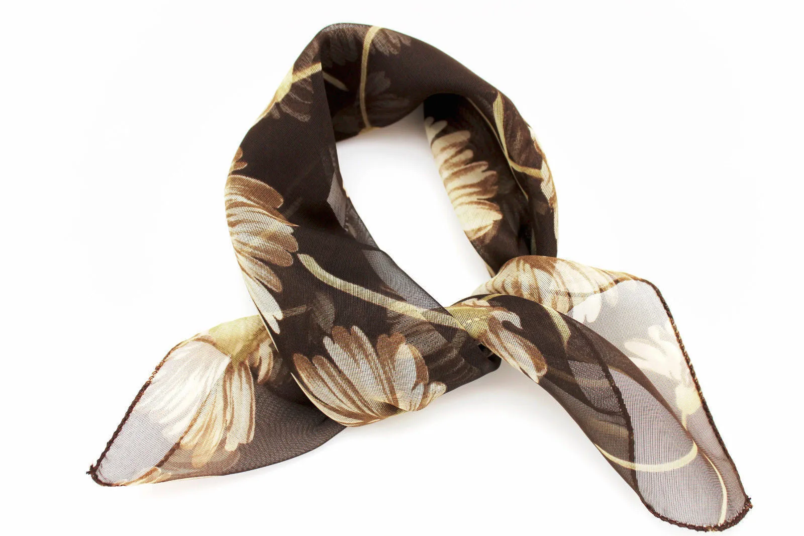 Dark Green Brown Navy Blue Small Neck Soft Scarf Fabric Flower Pocket Square