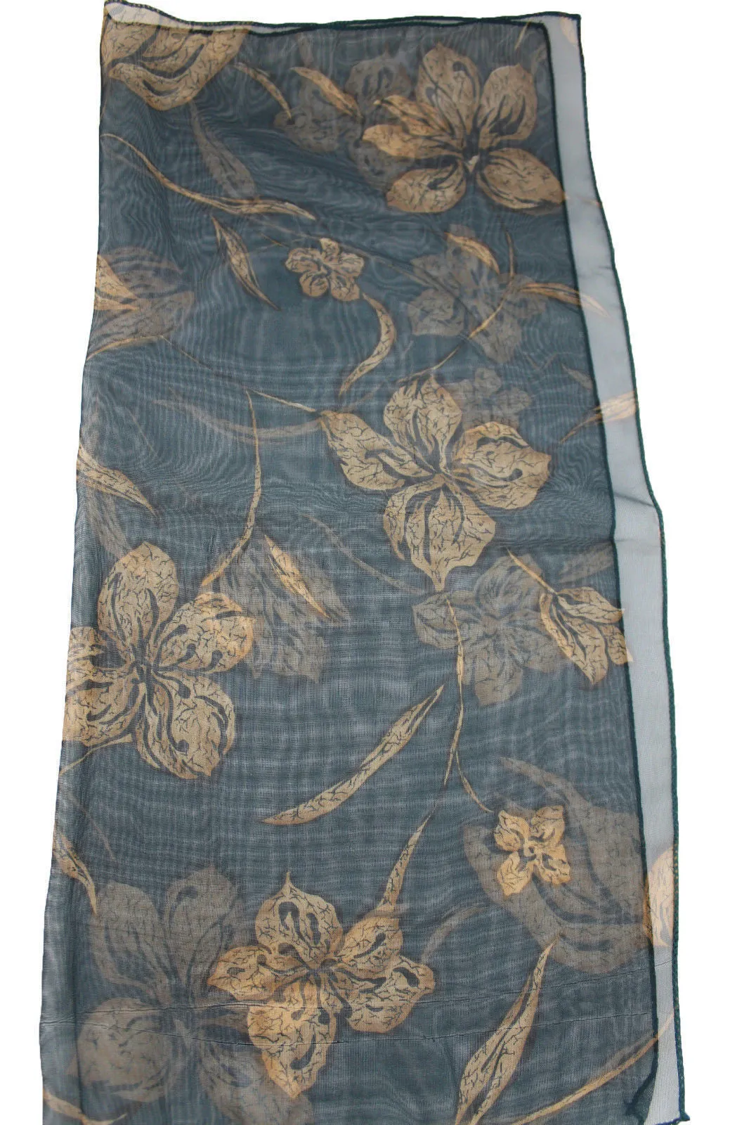Dark Green Brown Navy Blue Small Neck Soft Scarf Fabric Flower Pocket Square