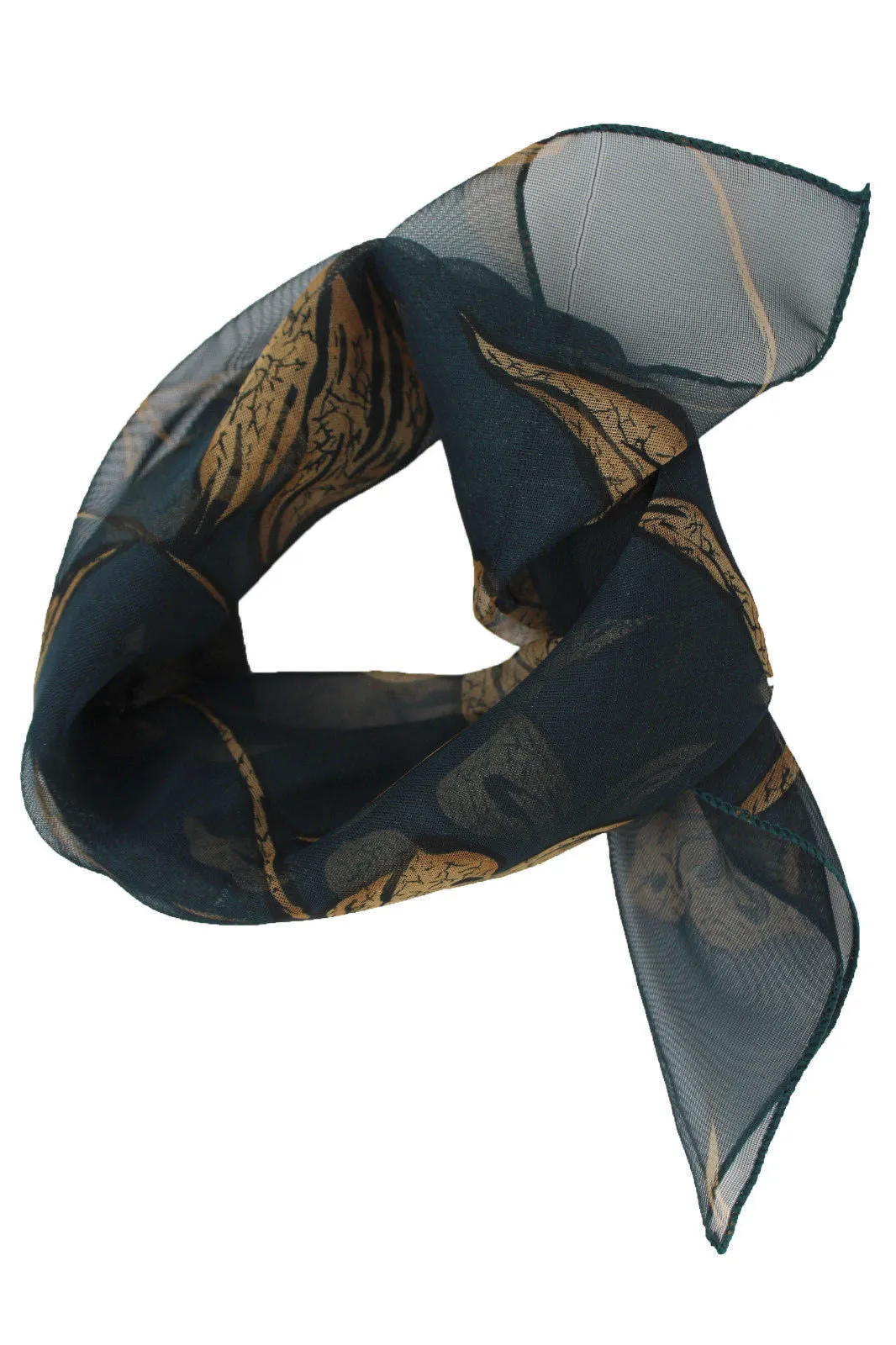 Dark Green Brown Navy Blue Small Neck Soft Scarf Fabric Flower Pocket Square