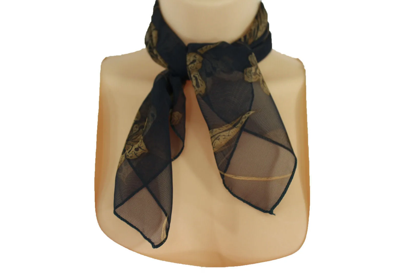 Dark Green Brown Navy Blue Small Neck Soft Scarf Fabric Flower Pocket Square