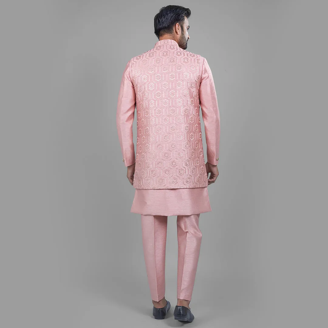 Dark Pink Indo-Western Ensemble with Long Jacket