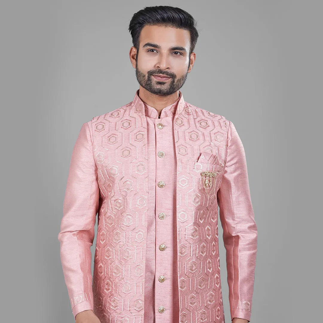 Dark Pink Indo-Western Ensemble with Long Jacket