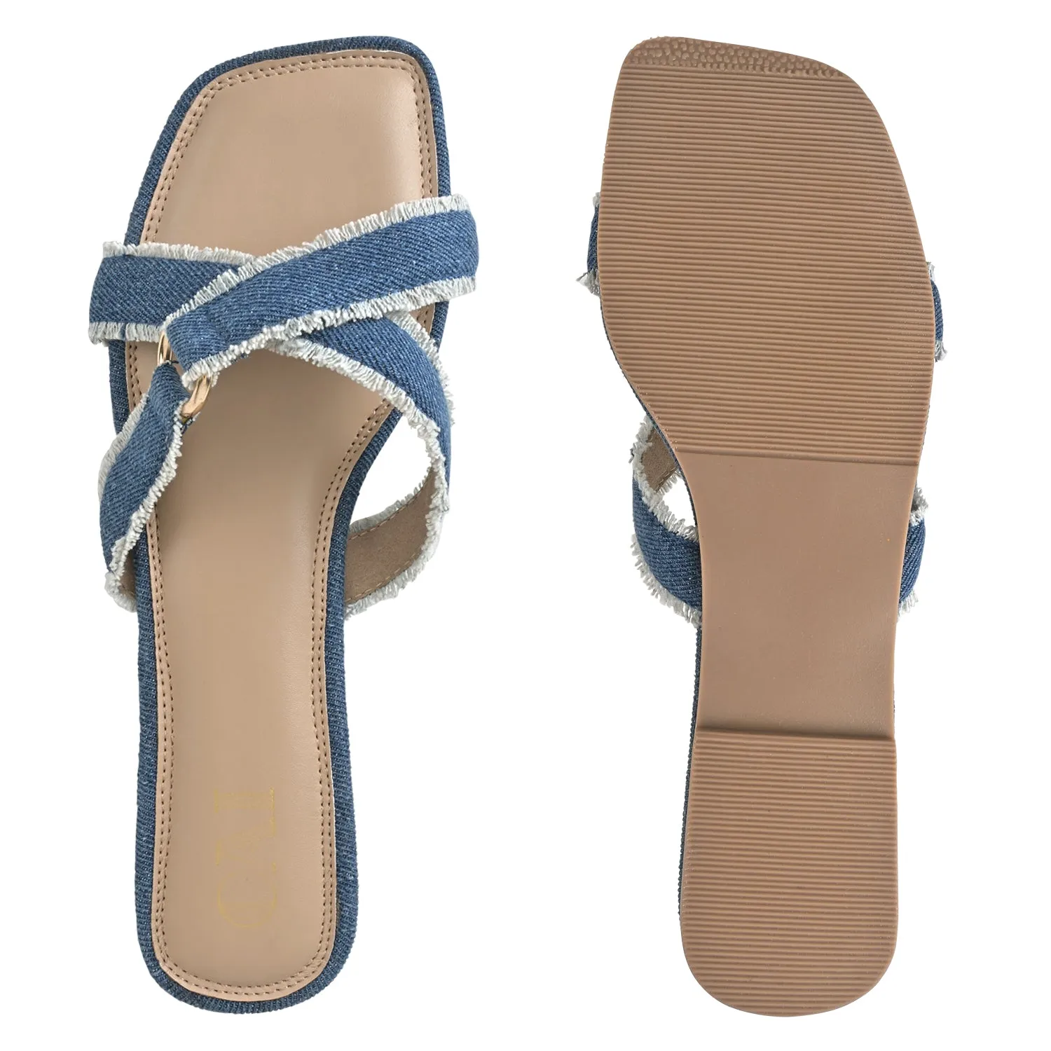 Denim Crossover Flats