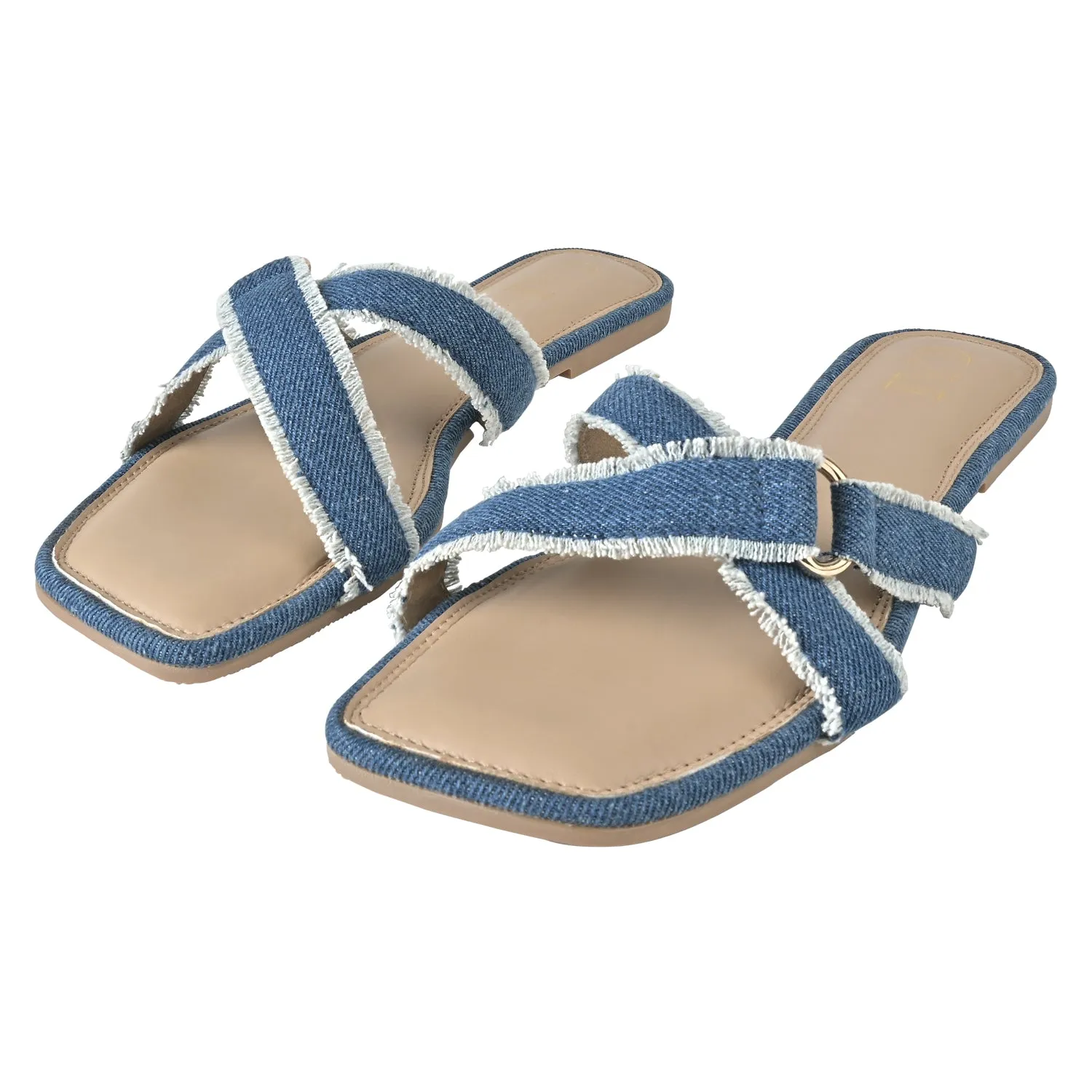 Denim Crossover Flats