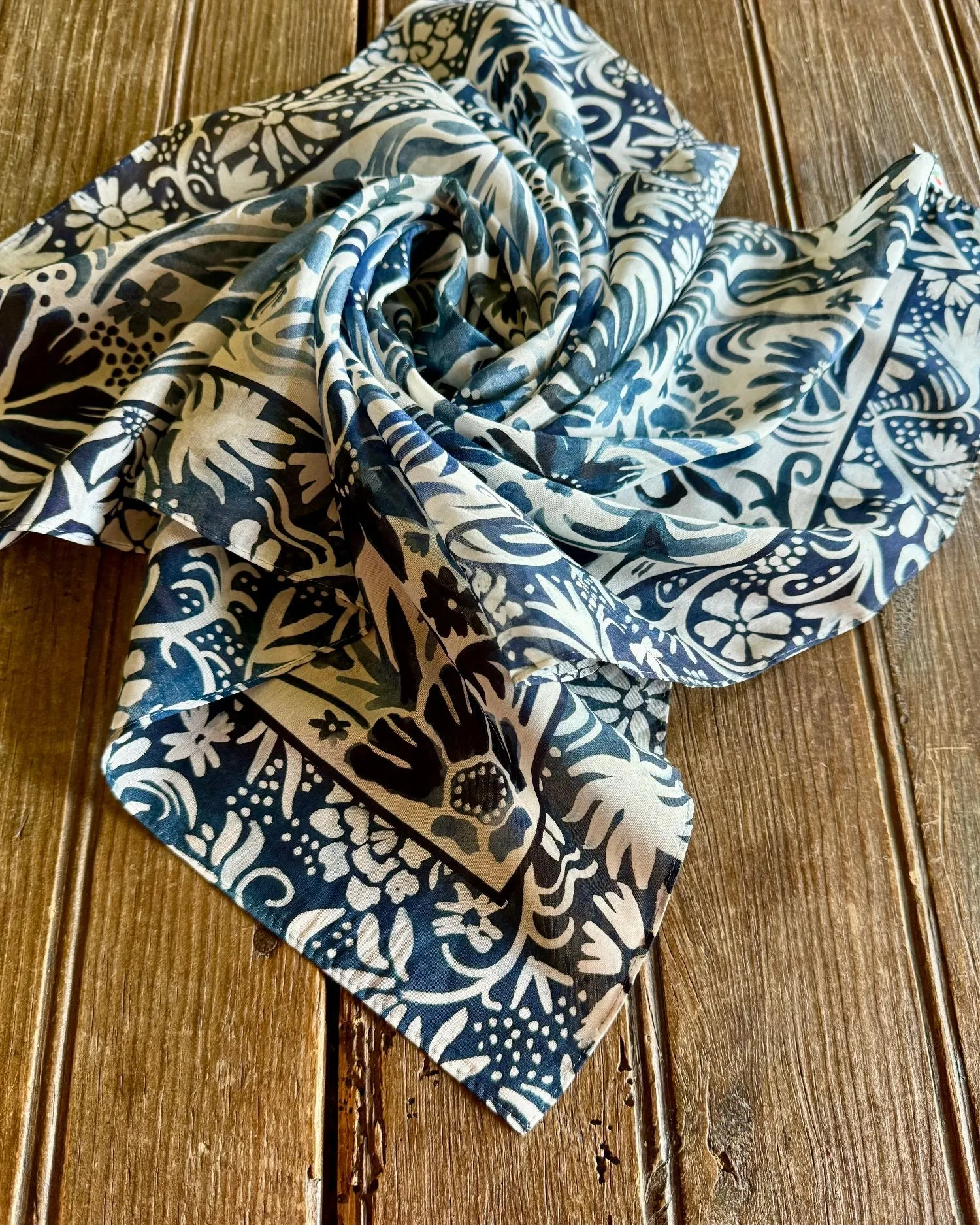 Denim Flowers Scarf