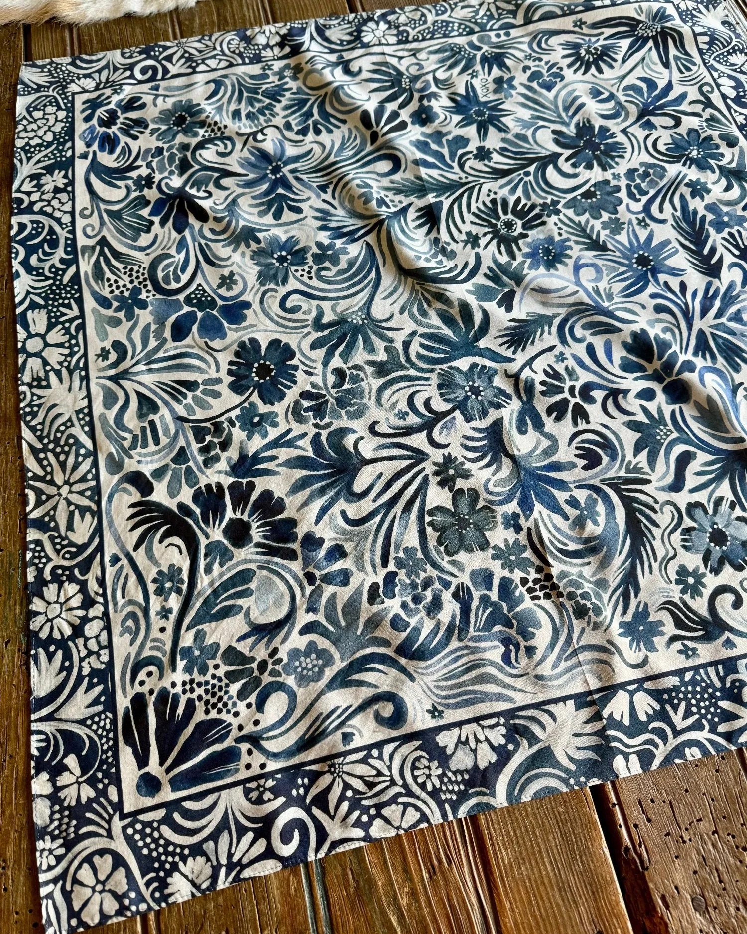 Denim Flowers Scarf