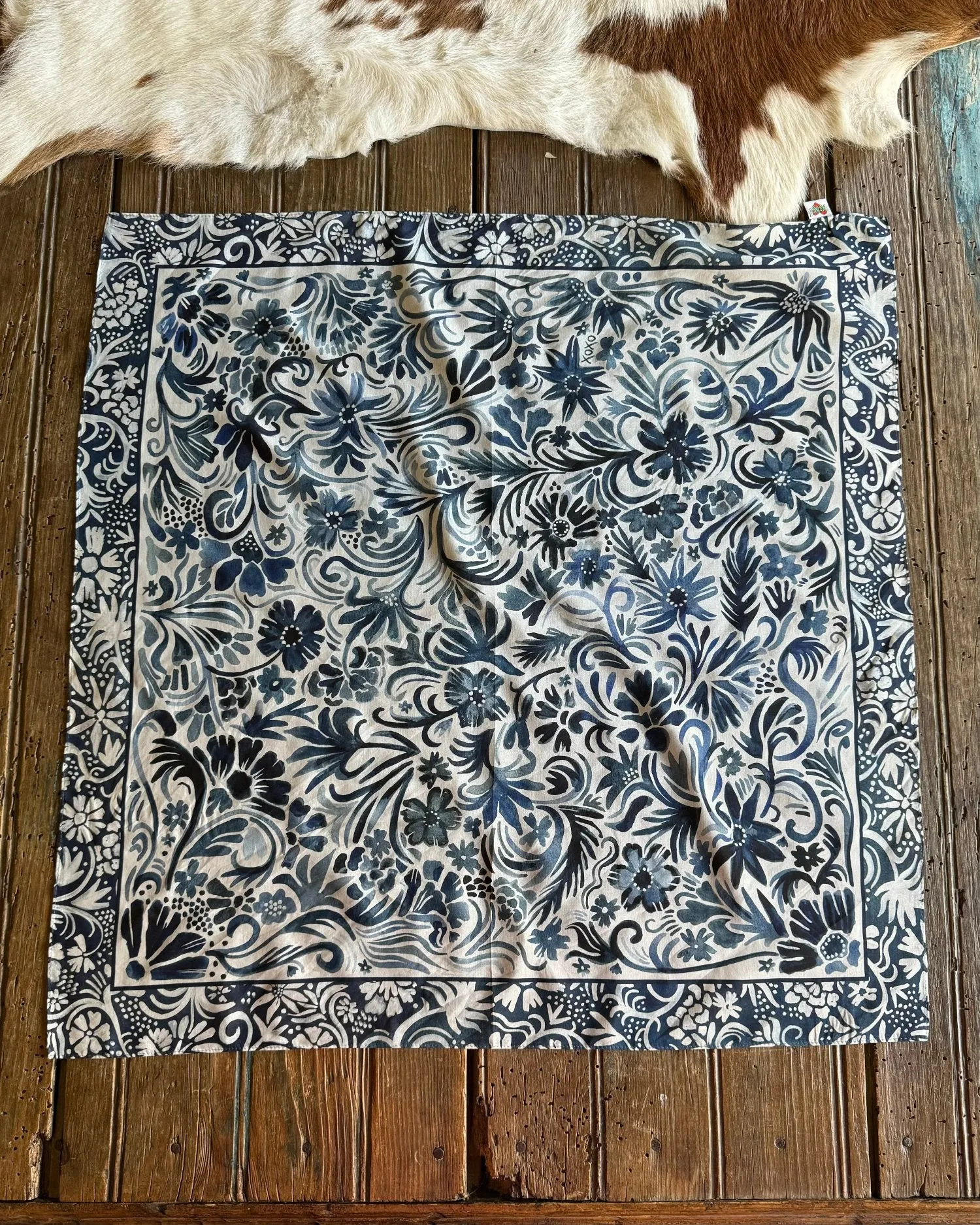 Denim Flowers Scarf