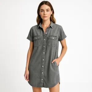 Denim Shirt Dress | Cotton | Relaxed Fit and Versatile