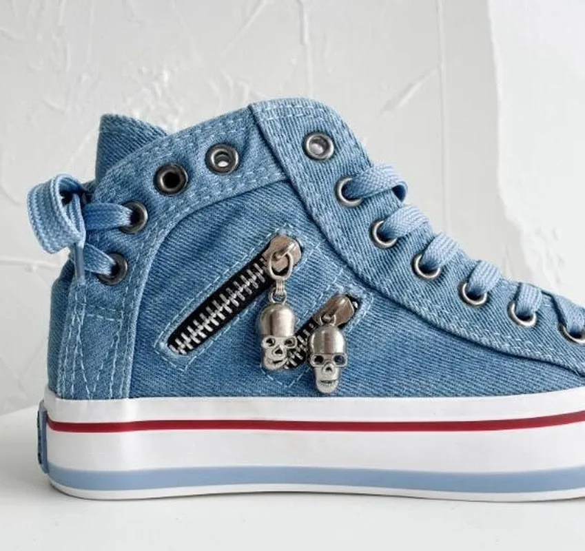 Denim sneakers for women High-top Comfortable Casual