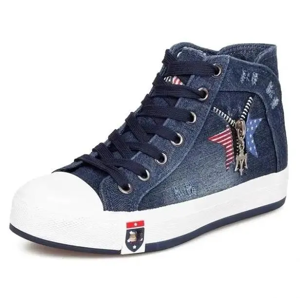 Denim sneakers for women High-top Comfortable Casual