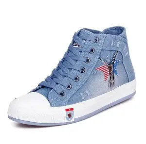 Denim sneakers for women High-top Comfortable Casual