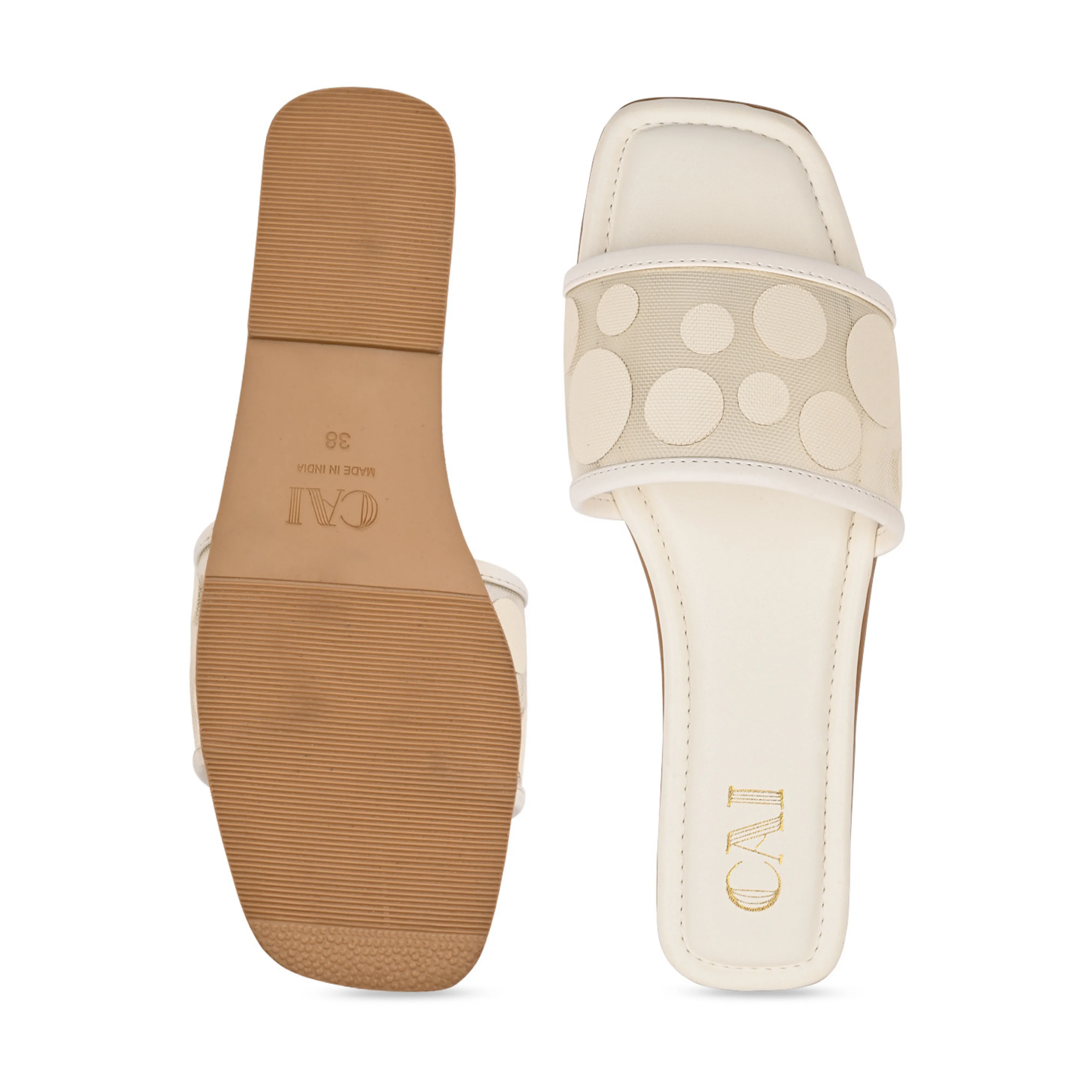Dotty White Flats