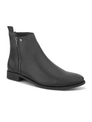 EL PASO Men Black Faux Leather Casual Chelsea Boots