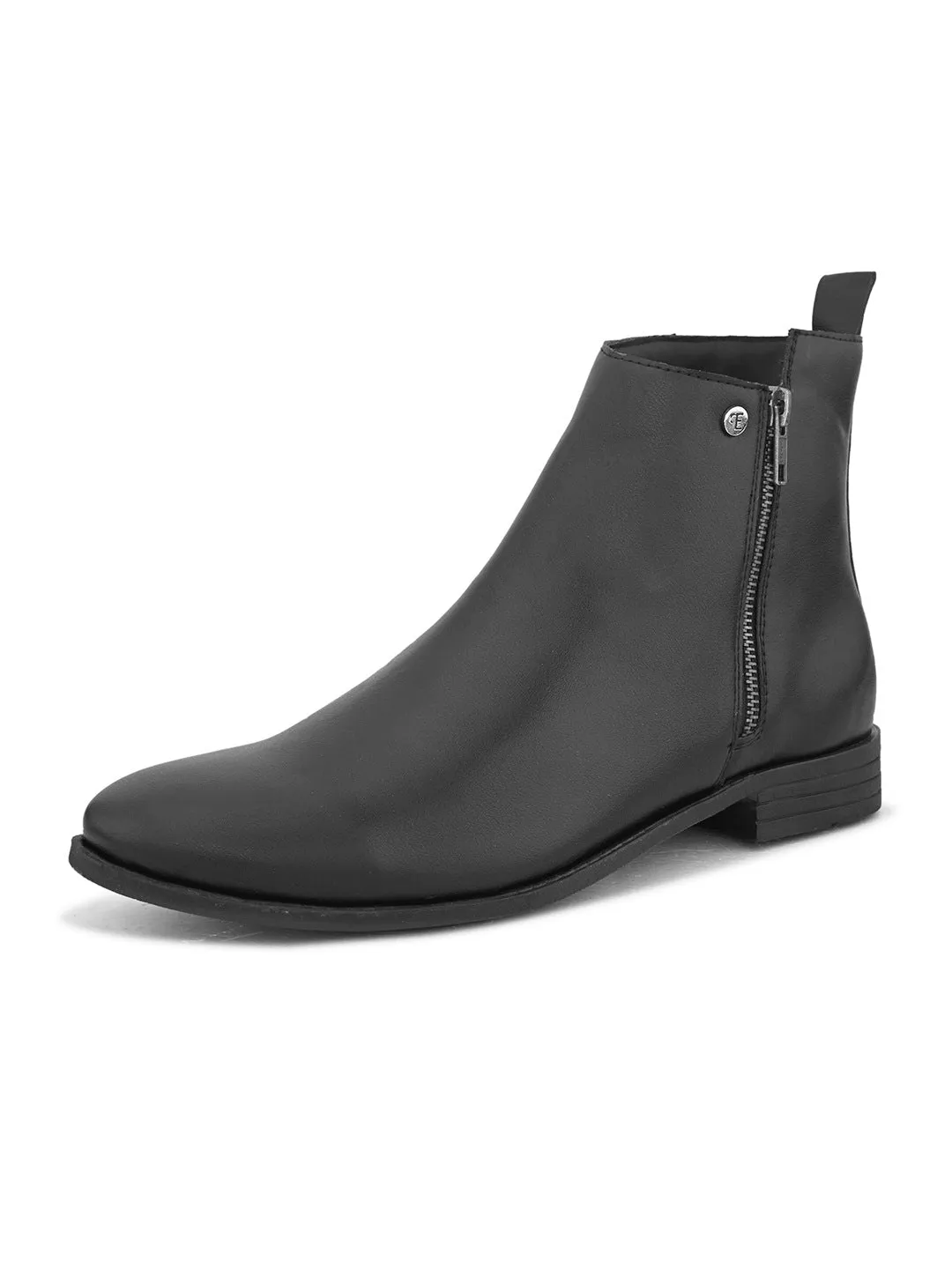 EL PASO Men Black Faux Leather Casual Chelsea Boots
