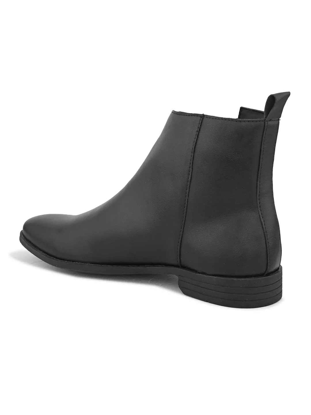 EL PASO Men Black Faux Leather Casual Chelsea Boots