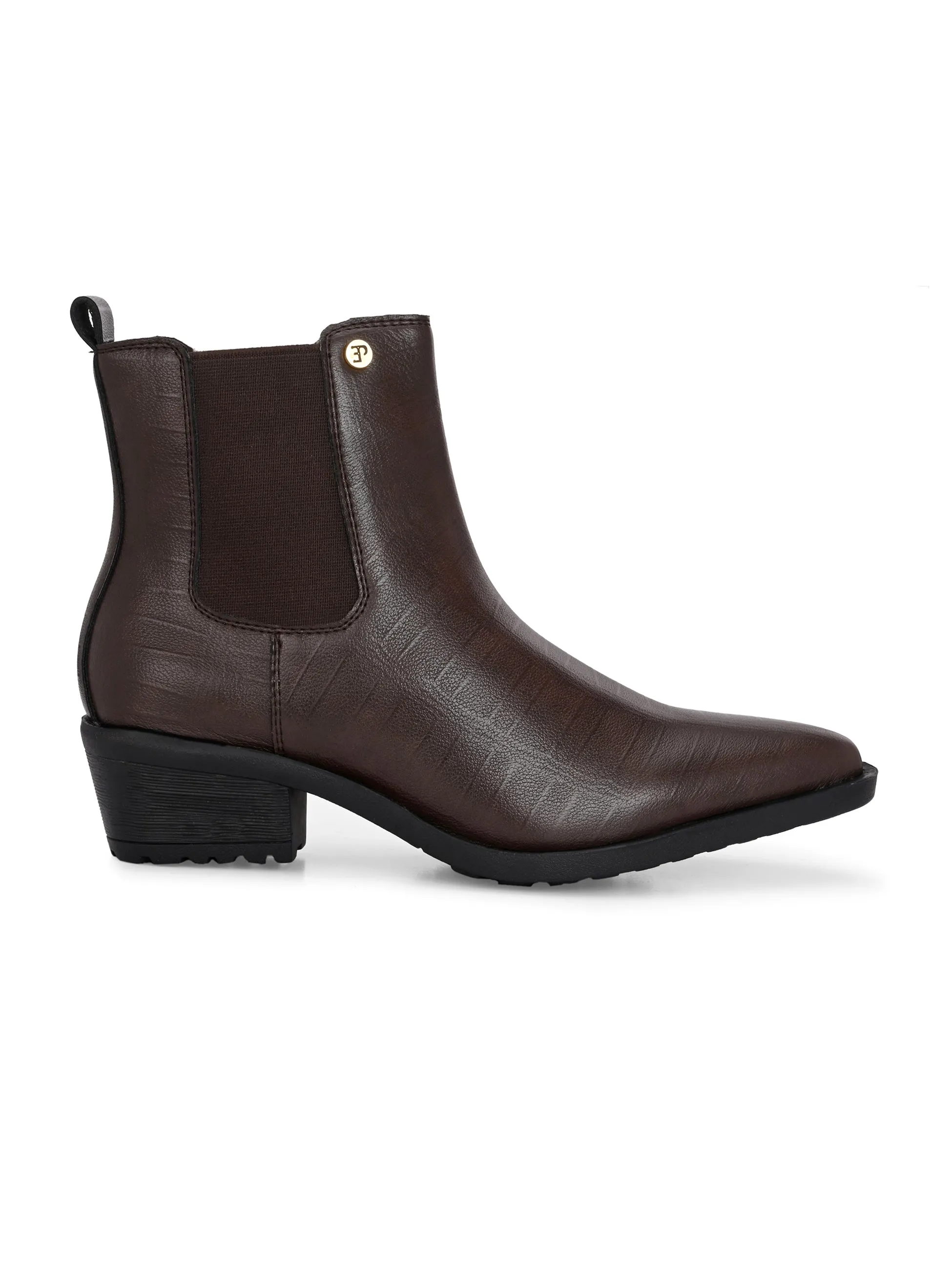 EL PASO Women Faux Leather Casual Slip On Boots
