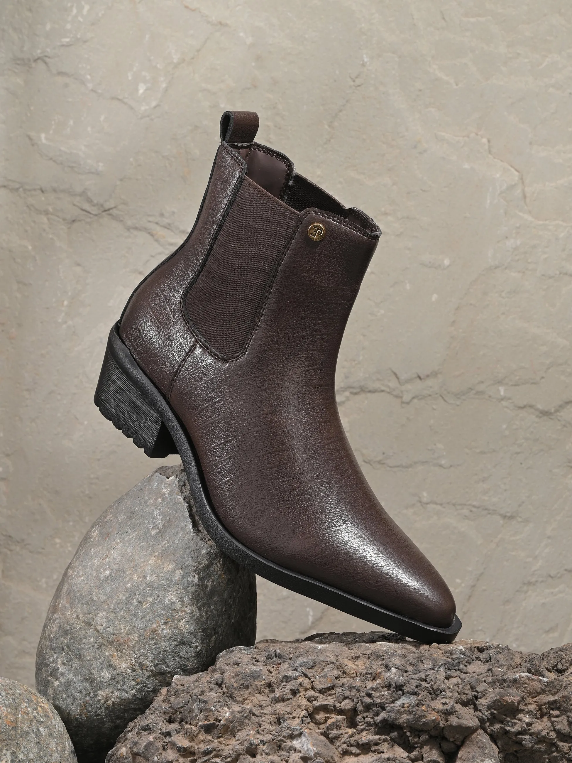EL PASO Women Faux Leather Casual Slip On Boots