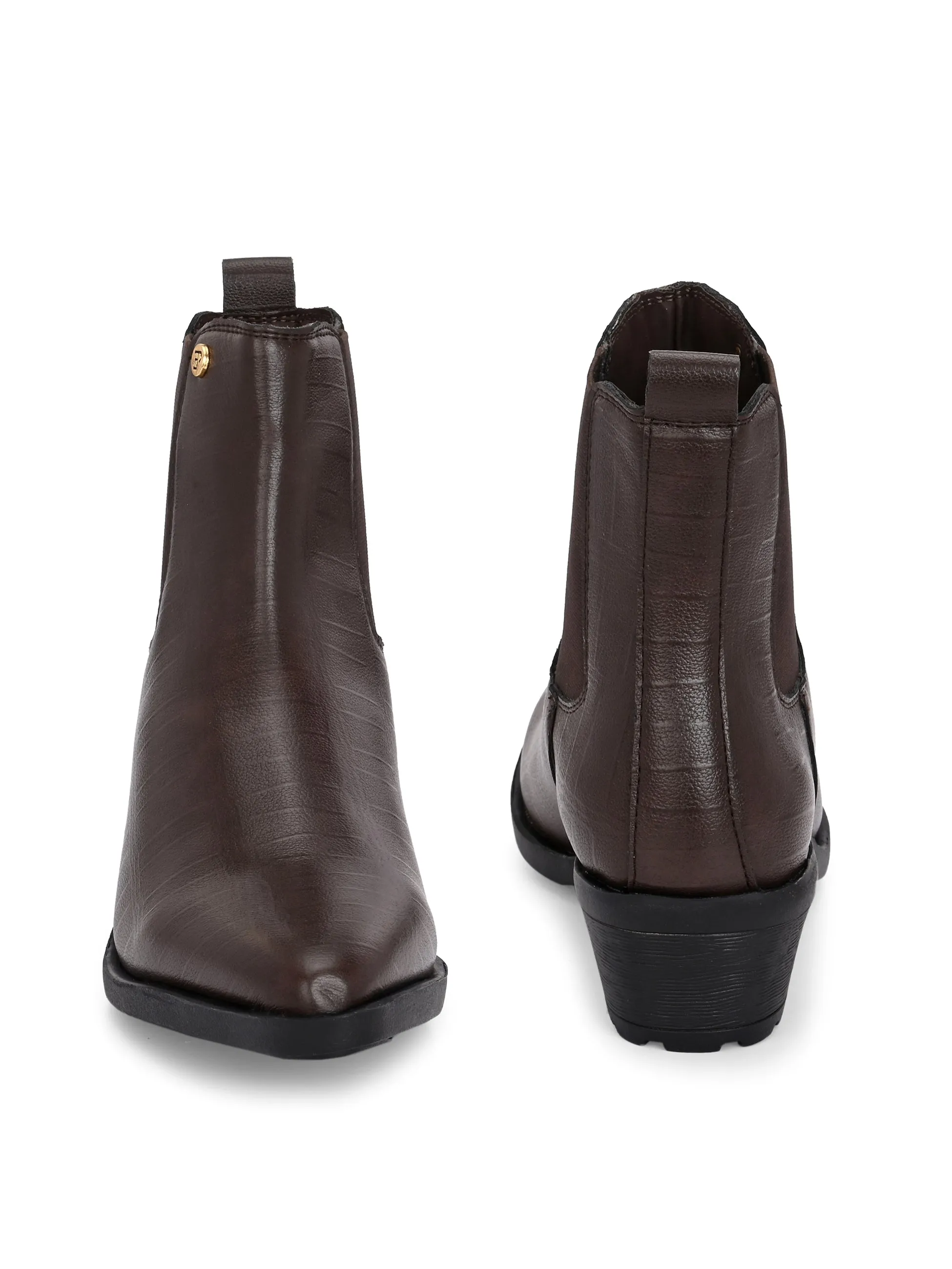 EL PASO Women Faux Leather Casual Slip On Boots