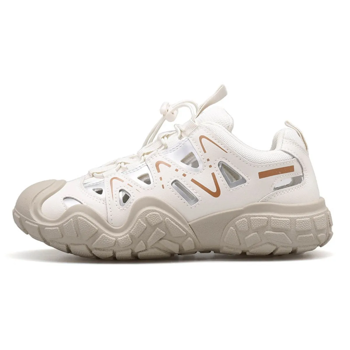 Elastic Lock Laces Round Toe Platform Contrast Athletic